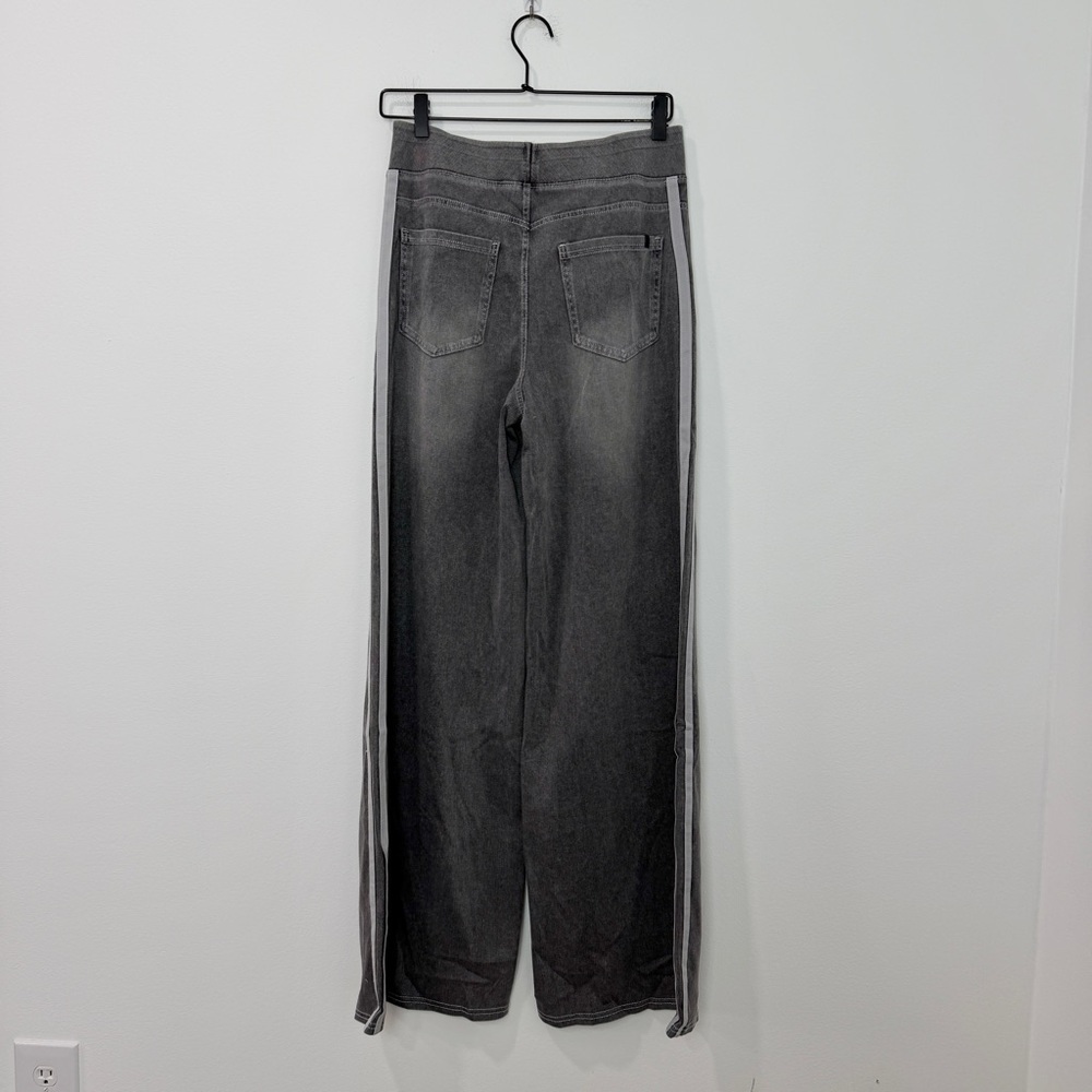 Halara Flex High Waisted Stripe Wide Leg Flowy Washed Casual Jeans Pockets M - Picture 3 of 7